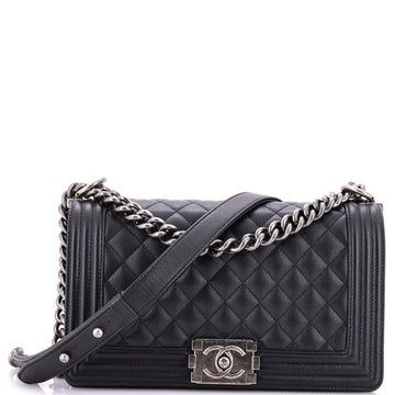 Chanel Boy Flap Bag Quilted Caviar Old Medium