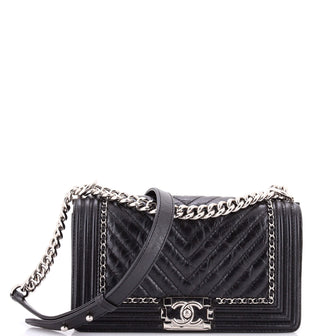 Chanel Jacket Boy Flap Bag Chevron Calfskin Old Medium