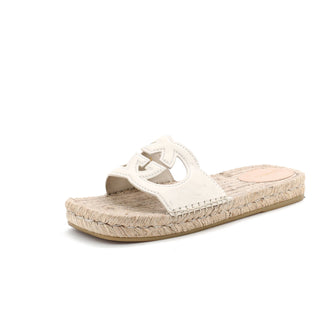 Gucci Women's Interlocking G Espadrille Slide Platform Sandals Leather