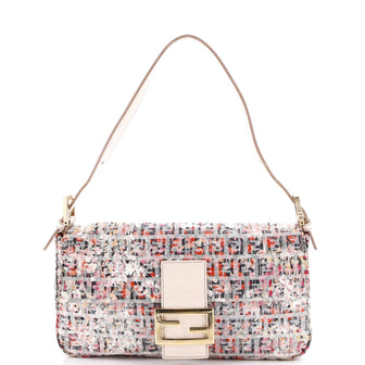 Fendi Baguette Bag Sequin Embellished Zucchino Canvas