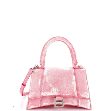 Balenciaga Hourglass Top Handle Bag Denim Printed Leather Small