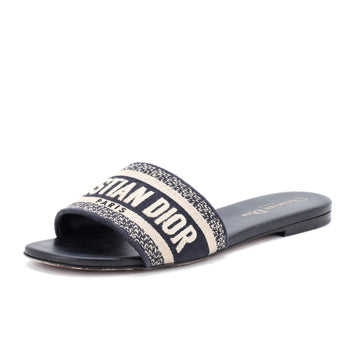 Christian Dior Women's Dway Flat Sandals Embroidered Canvas