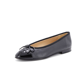Chanel Women's CC Cap Toe Bow Ballerina Flats Leather and Patent