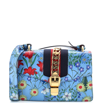 Gucci Sylvie Shoulder Bag Flora Leather Small