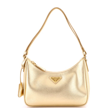 Prada Adjustable Handle Zip Hobo Saffiano Leather Mini