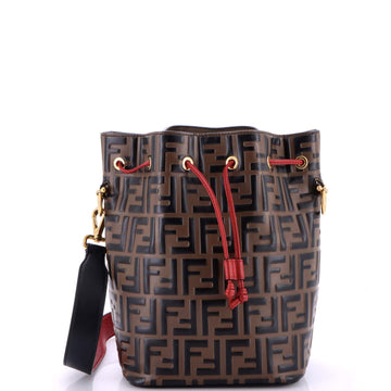 Fendi Mon Tresor Bucket Bag Zucca Embossed Leather Small