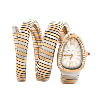 Bvlgari Serpenti Tubogas Double Spiral Quartz Watch Stainless Steel and Rose Gold with Diamond Bezel 23