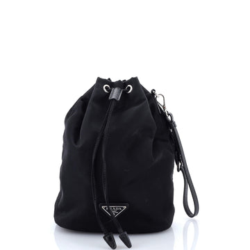 Prada Drawstring Wristlet Bucket Bag Tessuto Small