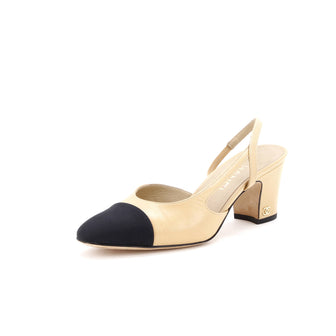 Chanel Women’s Cap Toe Slingback Pumps Leather