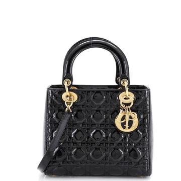 Christian Dior Lady Dior Bag Cannage Quilt Patent Medium