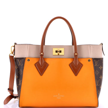 Louis Vuitton On My Side Tote Leather with Monogram Canvas MM