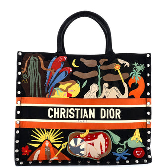Christian Dior Book Tote Multicolor Studded Suede Large
