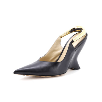 Bottega Veneta Women's Punta Slingback Wedge Pumps Leather with Metal Detail