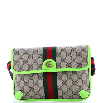 Gucci Ophidia Flap Belt Bag GG Coated Canvas with Leather