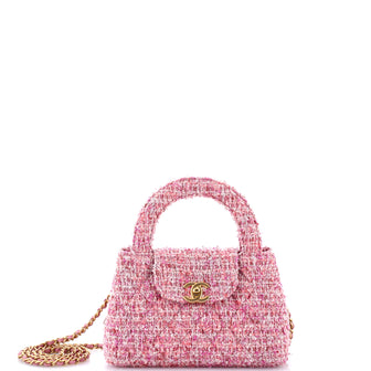 Chanel Kelly Top Handle Shopping Bag Quilted Tweed Mini