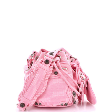 Balenciaga Le Cagole Giant Studs Bucket Bag BB Denim XS