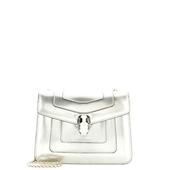 Bvlgari Serpenti Forever Square Shoulder Bag Metallic Leather Small