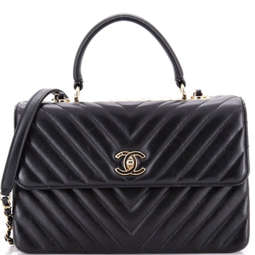 Chanel Trendy CC Top Handle Bag Chevron Lambskin Medium