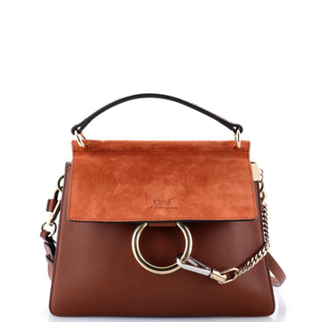 Chloe Faye Top Handle Bag Leather and Suede Small