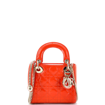 Christian Dior Lady Dior Chain Bag Cannage Quilt Patent Mini