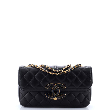 Chanel CC Chic Double Flap Bag Quilted Lambskin Small