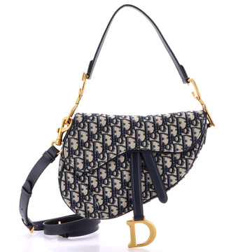 Christian Dior Saddle Handbag with Strap Oblique Canvas Medium