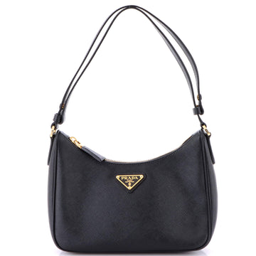Prada Adjustable Handle Zip Hobo Saffiano Leather Mini