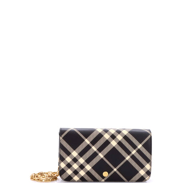 Burberry Wallet on Chain Check Coated Canvas