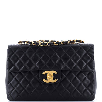 Chanel Vintage Classic Single Flap Bag Quilted Lambskin Maxi
