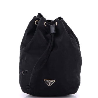 Prada Drawstring Wristlet Bucket Bag Tessuto Small