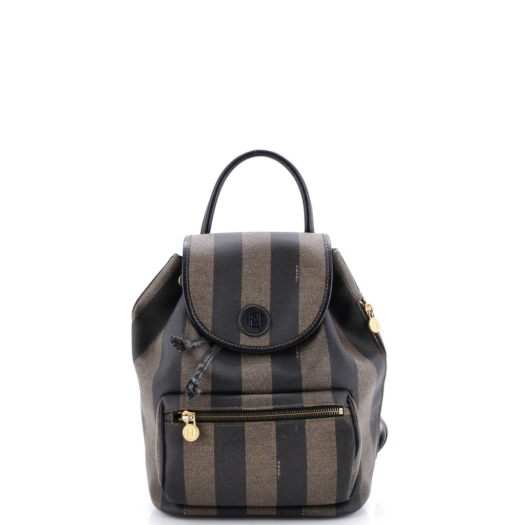 Fendi Pequin Front Pocket Backpack Coated Canvas Mini FENDI - VINTAGE PEQUIN CANVAS & LEATHER BACKPACK – RE.LUXE AU main image 4