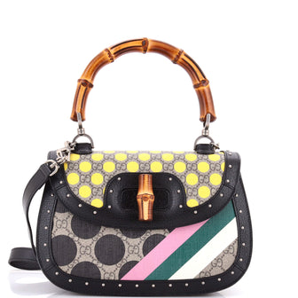 Gucci Bamboo 1947 Top Handle Bag Printed GG Coated Canvas and Studded Leather Medium