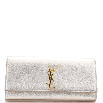 Saint Laurent Classic Monogram Clutch Metallic Calfskin Long