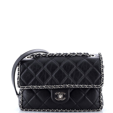 Chanel Running Chain Around Flap Bag Quilted Crumpled Calfskin Medium