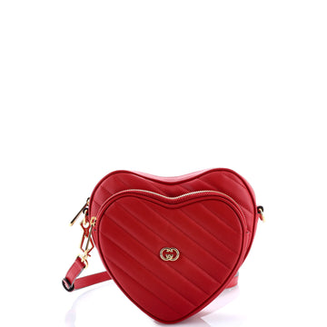 Gucci Interlocking G Heart Shoulder Bag Diagonal Quilted Leather Mini