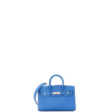 Hermes Birkin Handbag Blue Epsom with Palladium Hardware Tiny
