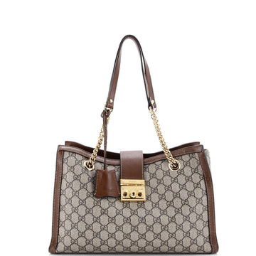 Gucci Padlock Chain Tote GG Coated Canvas with Leather Medium
