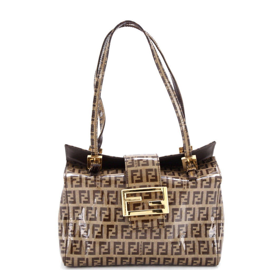 FENDI ✨ヴィンテージ　ベルベット　ハンドバッグ Fendi Vintage Bento Box Bag Zucca Coated Canvas Small Brown 3660721