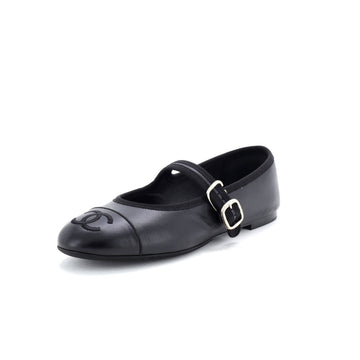 Chanel Women's CC Mary Jane Flats Embroidered Leather