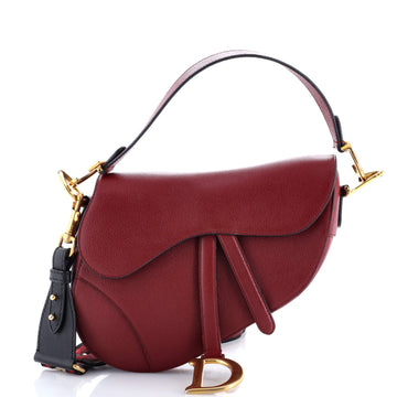 Christian Dior Saddle Handbag with Strap Leather Medium