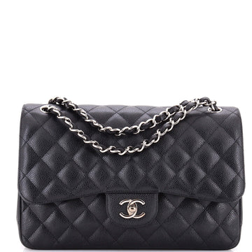 Chanel Classic Double Flap Bag Quilted Caviar Jumbo