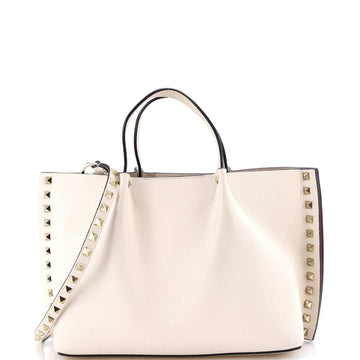 Valentino Garavani Rockstud Convertible Top Handle Open Tote Leather Small