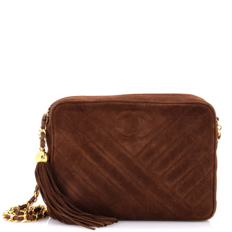 Chanel Vintage Front Pocket Camera Bag Quilted Suede Medium