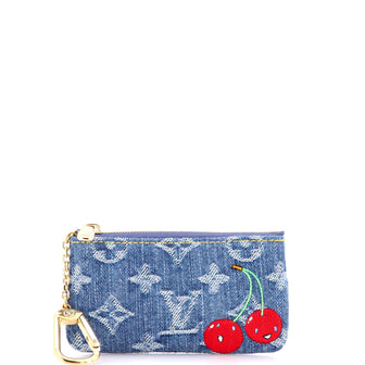 Louis Vuitton x Takashi Murakami Key Pouch Limited Edition Monogram Cerises Denim