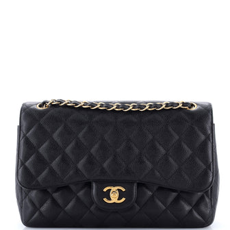 Chanel Classic Double Flap Bag Quilted Caviar Jumbo