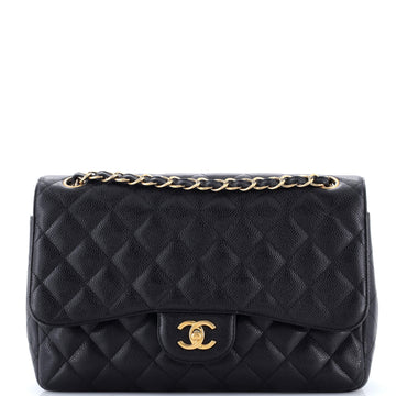 Chanel Classic Double Flap Bag Quilted Caviar Jumbo