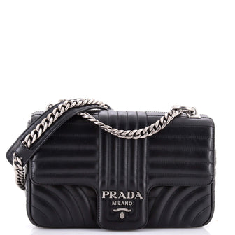 Prada Chain Flap Shoulder Bag Diagramme Quilted Leather Medium
