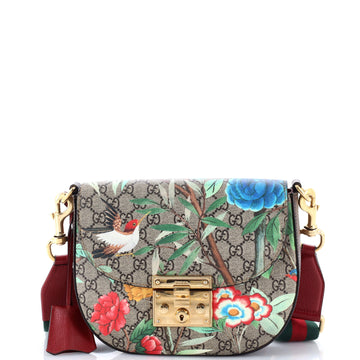 Gucci Padlock Saddle Shoulder Bag Tian Print GG Coated Canvas Medium
