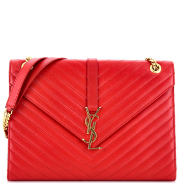 Saint Laurent Classic Monogram Envelope Satchel Matelasse Chevron Leather Large