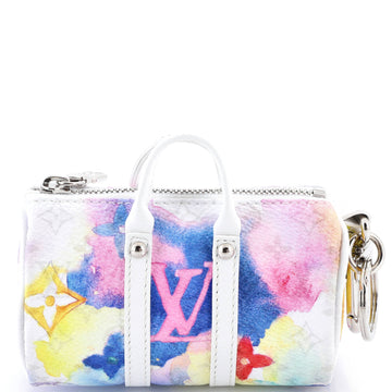Louis Vuitton Mini Keepall Bag Charm And Key Holder Limited Edition Monogram Watercolor Canvas